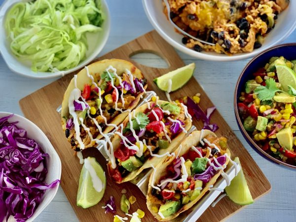 CHICKEN AND BLACK BEAN TACOS WITH CORN AND AVOCADO SALSA - Dish off the ...