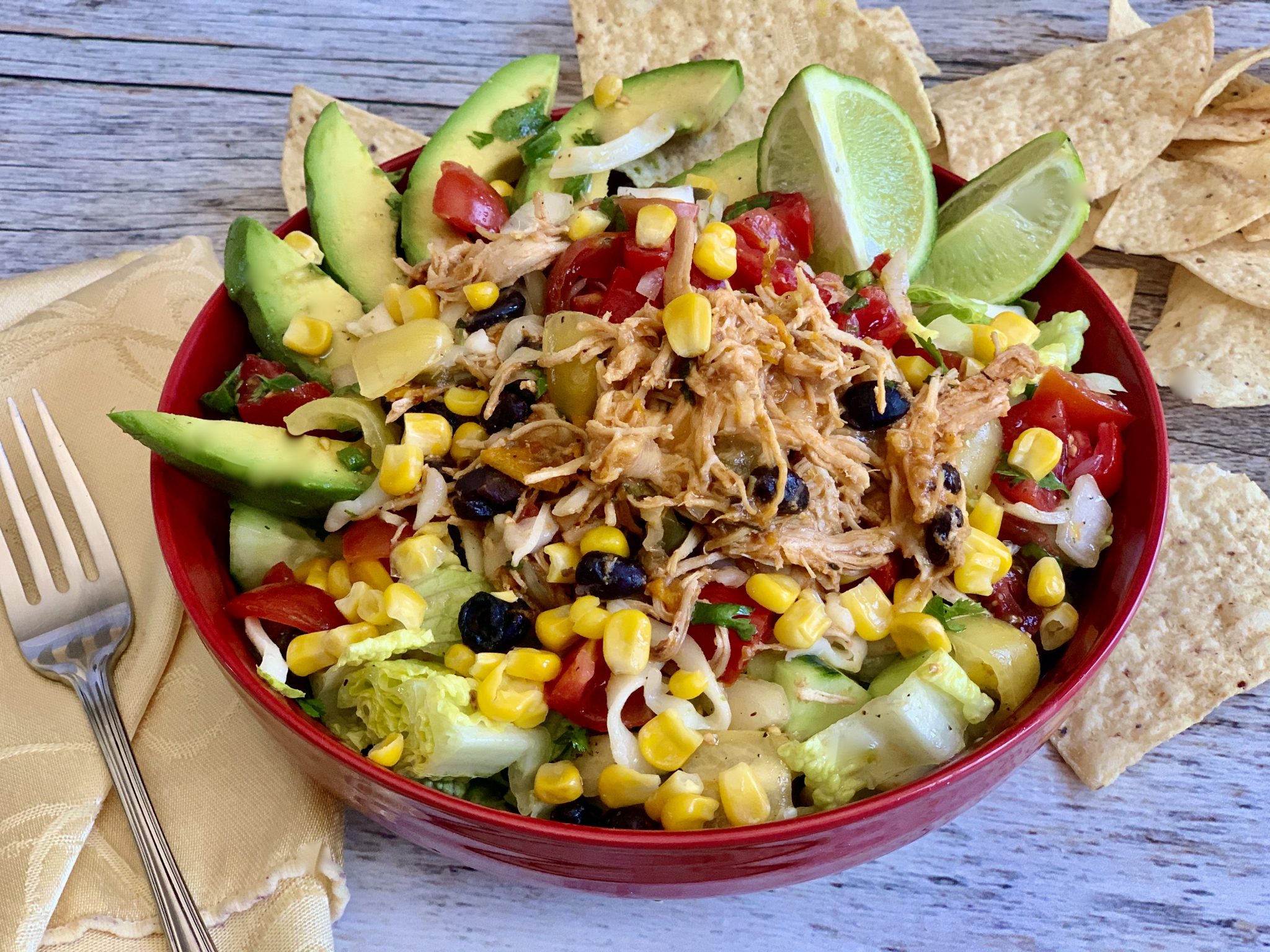 TEX MEX PULLED CHICKEN SALAD - Dish off the Block