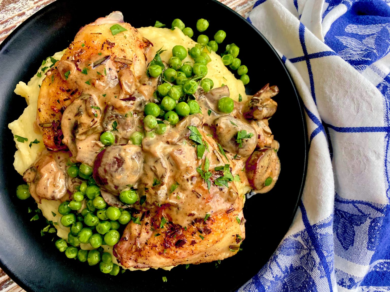 ROSEMARY CHICKEN THIGHS WITH SUPERBLY HERBY GINGER AND MUSHROOM CREAM