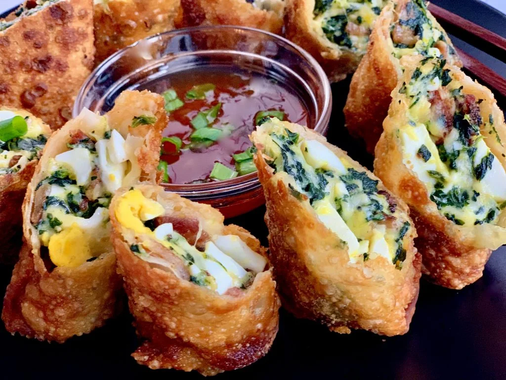 Eggy Spinach, Bacon, And Cheesy Egg Rolls
