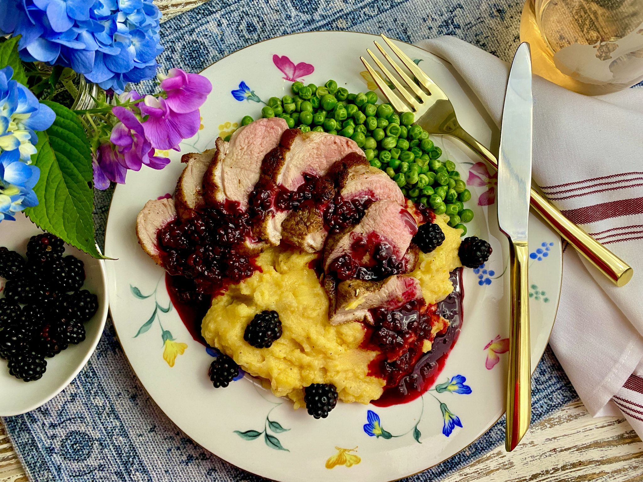 Cajun Duck Breast With Blackberry Ginger Sauce Over Two Tater Mash Dish Off The Block 