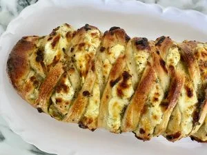 CHEESY GREEN MACHINE STUFFED PESTO BRAID