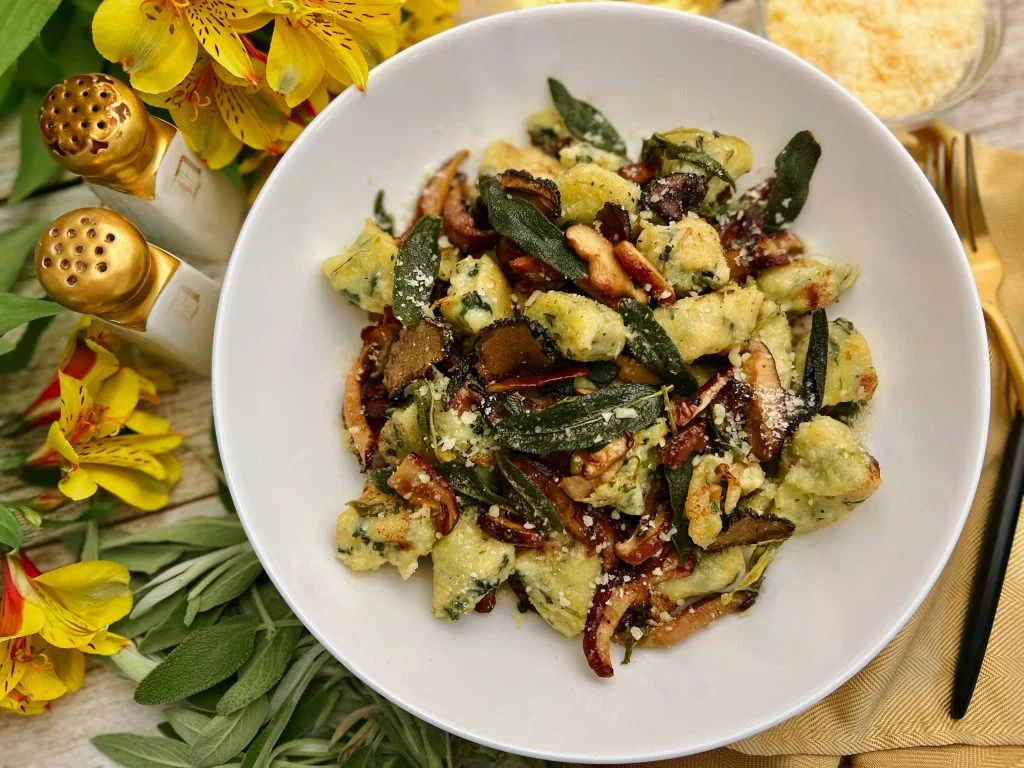 Ricotta Gnocchi with Herby Mushrooms and Sage Browned Butter