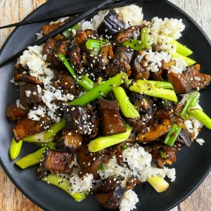 JAPANESE EGGPLANT STIR FRY IN HOISIN SESAME GLAZE - Dish off the Block