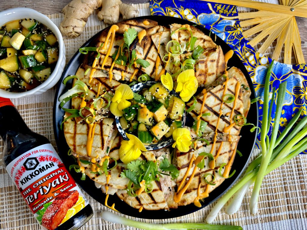 Grilled Shrimp And Pork Wonton Quesadillas