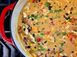 Tex Mex Beer &Amp; Queso Chicken Chowder With Crunchy Tortilla Strips