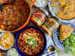 Football Tailgate Perfection - Touchdown Salsa Chili And Kick-Off Queso Cornbread