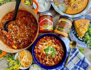 Football Tailgate Perfection - Touchdown Salsa Chili And Kick-Off Queso Cornbread