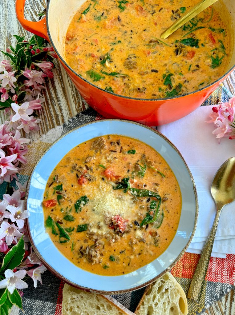 Creamy Tomato Soup With Sausage, Sage, And Wild Rice