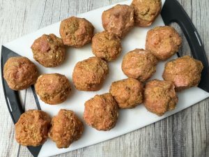 SWEET AND SPICY TURKEY MEATBALLS WITH BANANA PEPPER PEANUT SAUCE