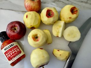 PORK CUTLETS WITH SWEET AND SPICY BANANA PEPPER APPLESAUCE